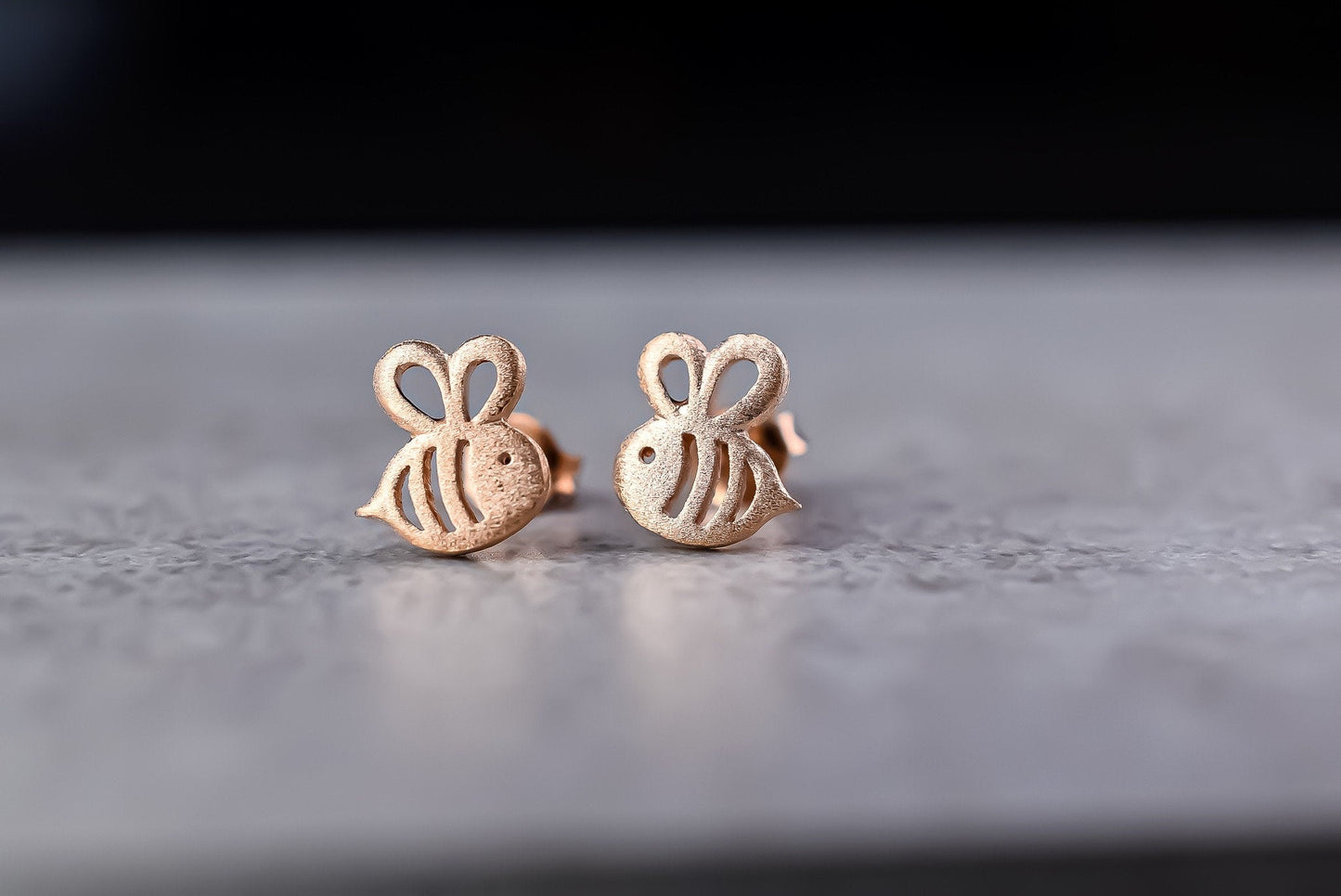 Bee Mini Stud Earrings - 925 Sterling Rosegold Gold Plated Earrings — 40