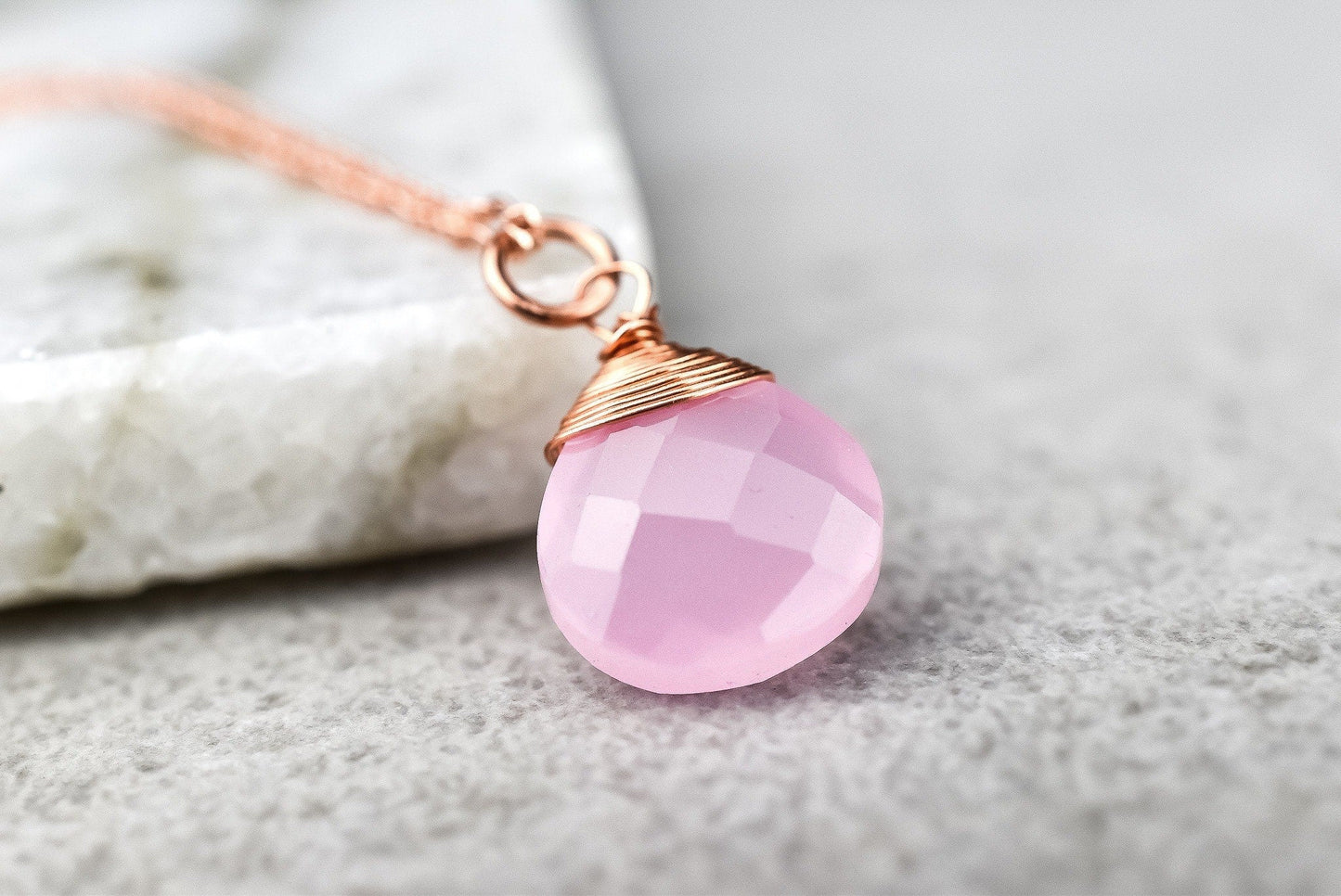 Rose Quartz Drop Chain 925 Sterling Rosegold Gold Plated Pink Gem…