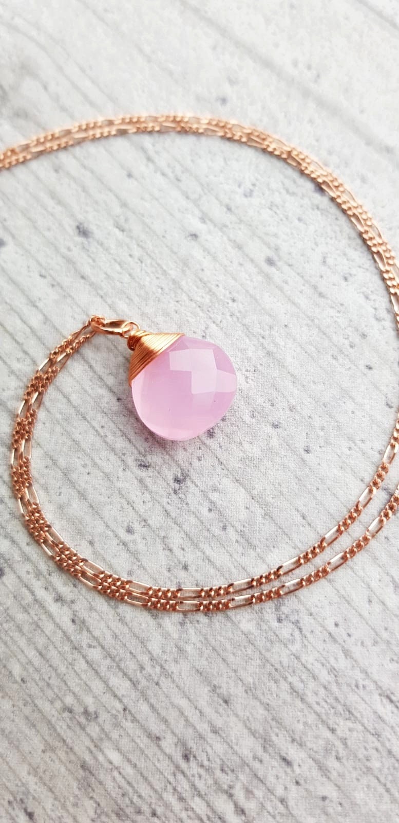 Rose Quartz Drop Chain 925 Sterling Rosegold Gold Plated Pink Gem…