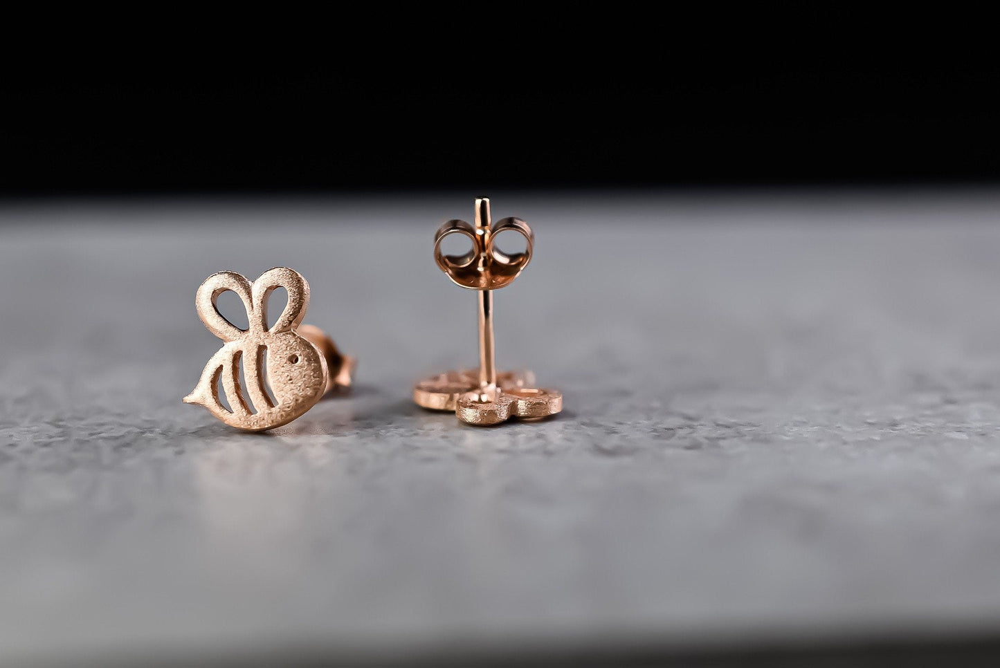 Bee Mini Stud Earrings - 925 Sterling Rosegold Gold Plated Earrings — 40