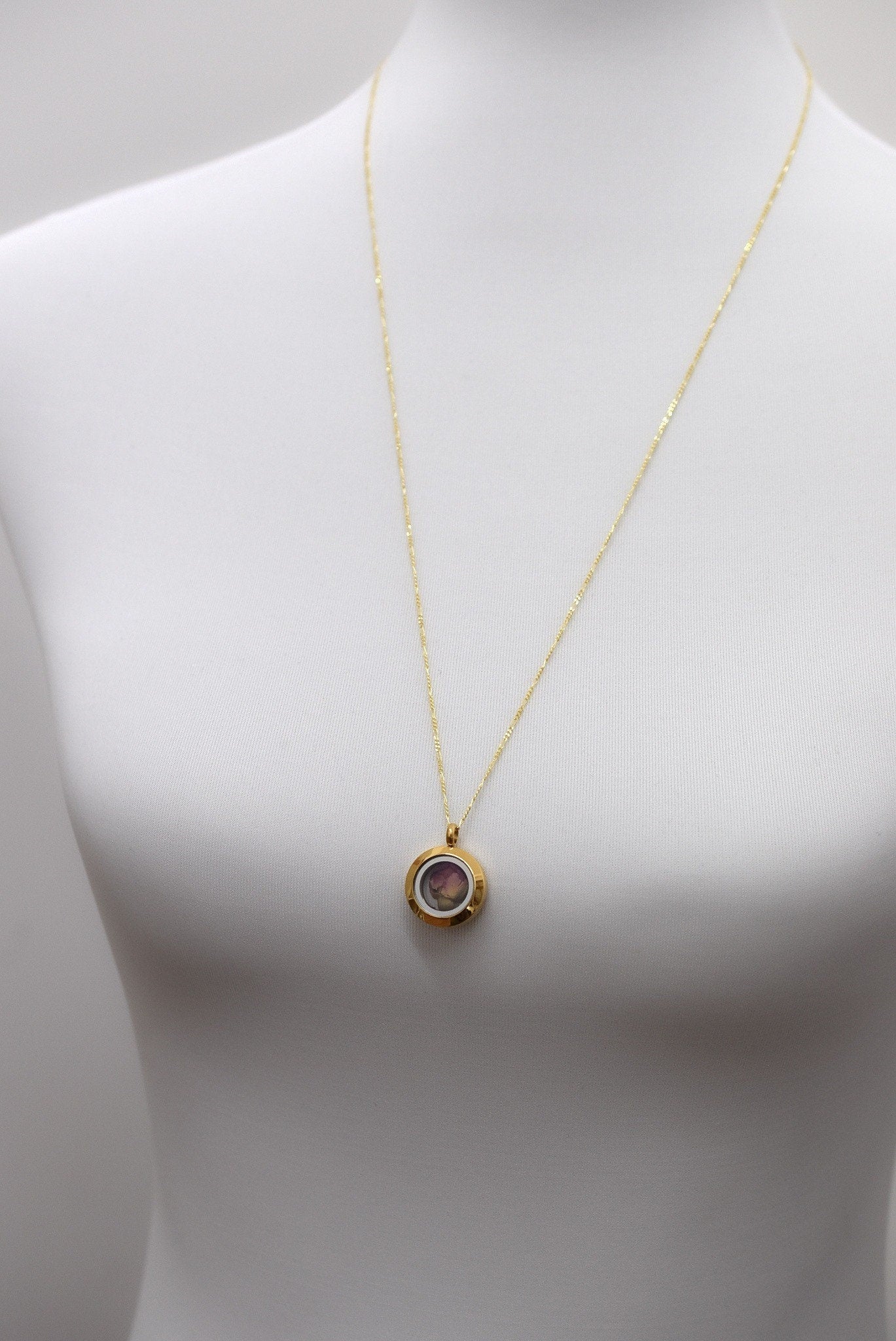 Romantic Rose Nosps Glass Locket Pendant - 925 Sterling Gold Plated…