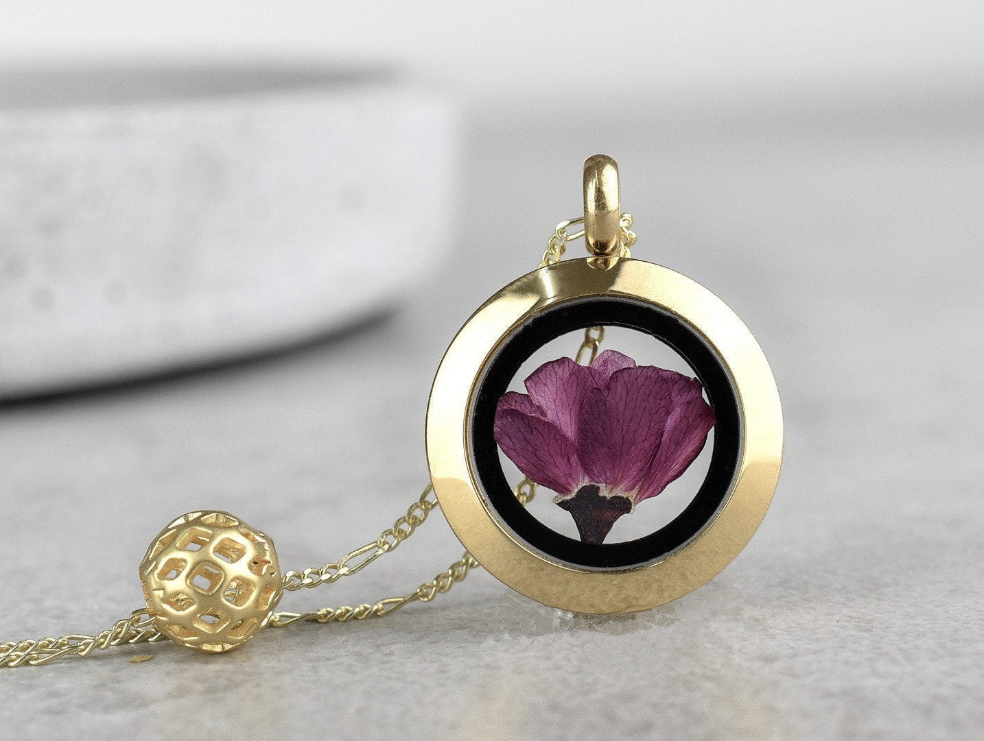 Real Japanese sakura - Sakura medallion - 925 sterling gold plated