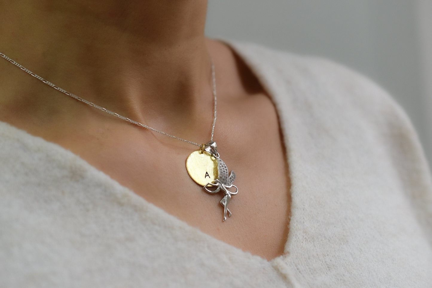 Personalizable Letters Stamp Fairy Jewelry Set - 925 Sterling Silver…