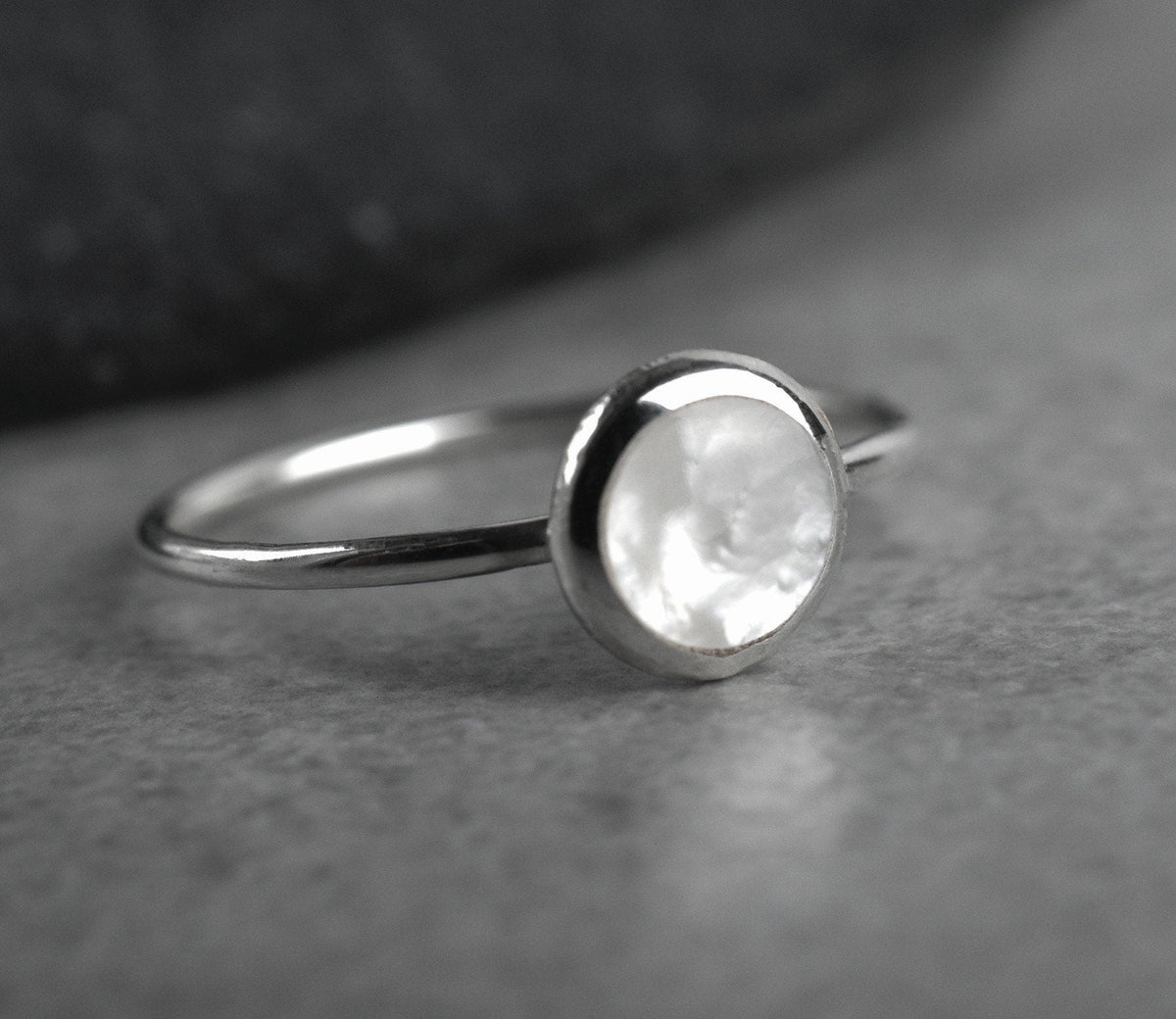 Mother of Pearl Ring - 925 Sterling Silver - Minimalist Jewelry - RG925-12