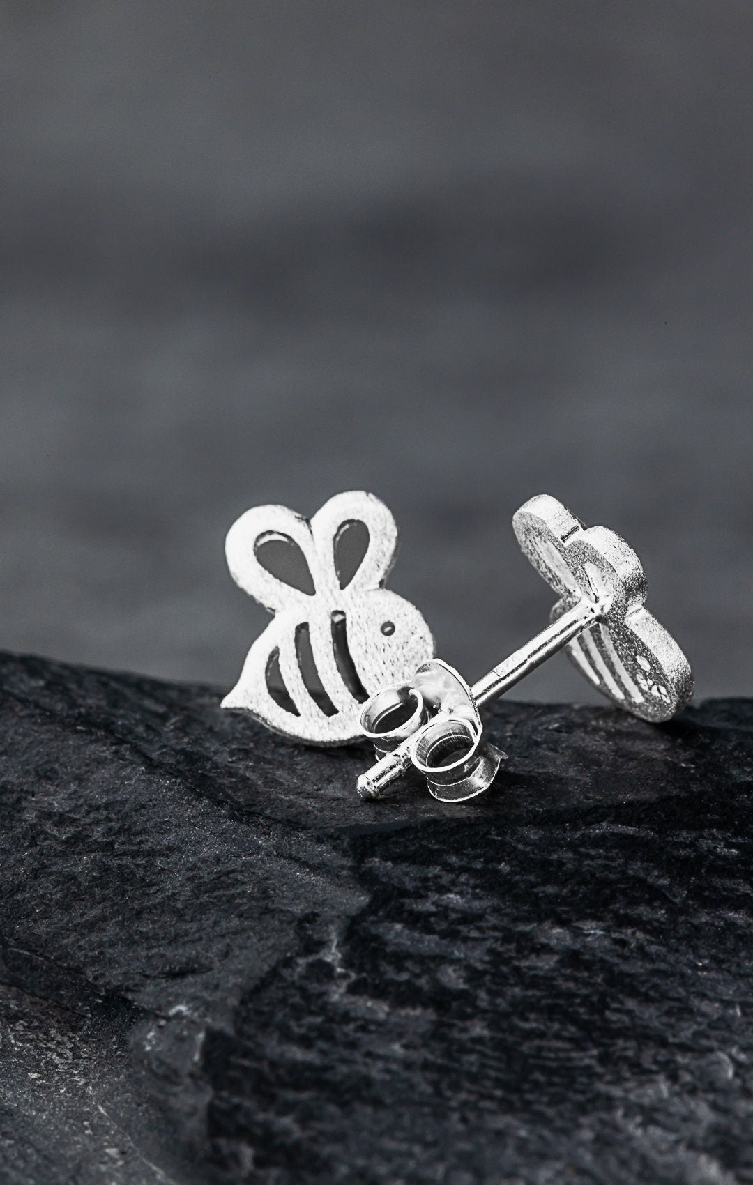 Bee Mini Stud Earrings - 925 Sterling Silver Earrings - Stamina…