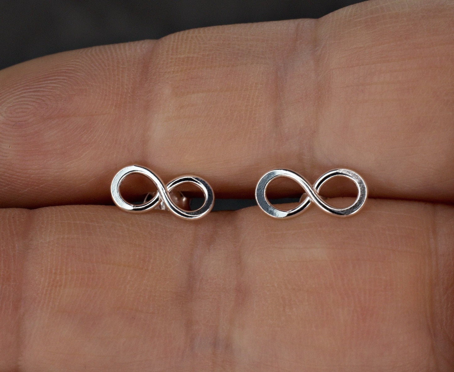 Infinity Mini Stud Earrings - 925 Sterling Silver Minimalist Jewelry…