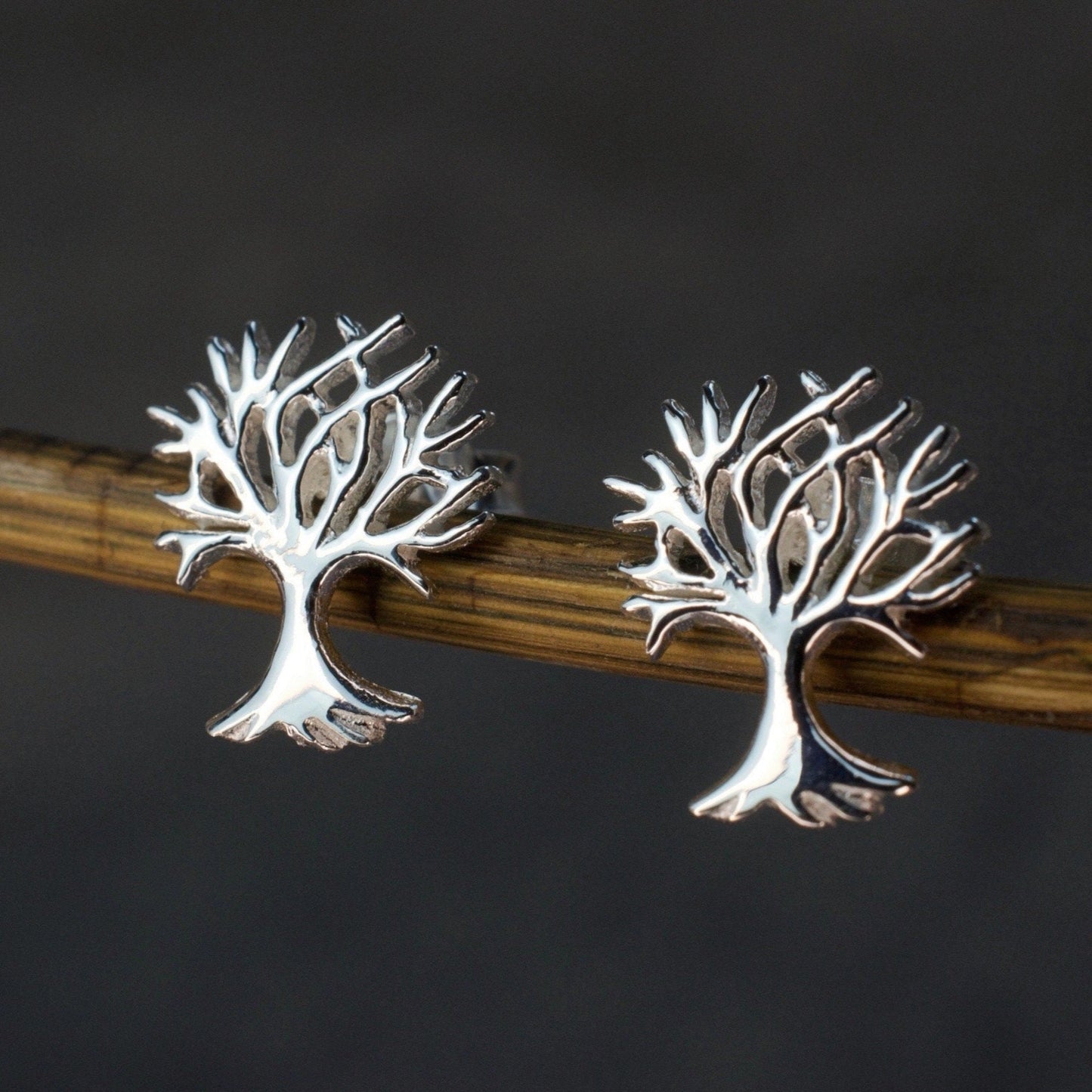 Living Tree Mini Stud Earrings - 925 Sterling Silver Minimalist…