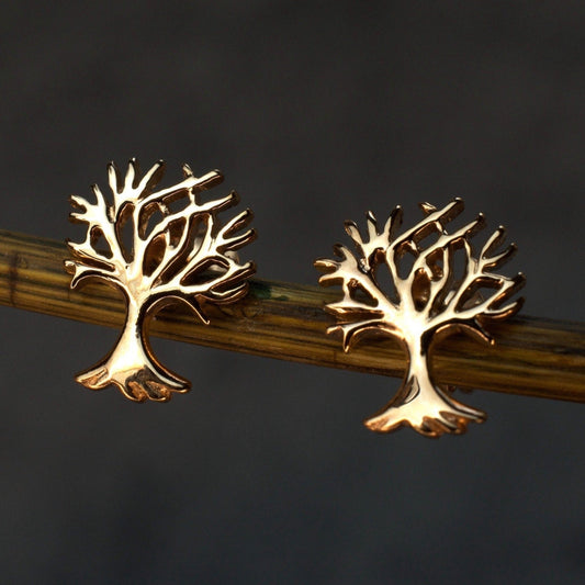 Living Tree Mini Stud Earrings - 925 Sterling Rosegold Gold Plated…
