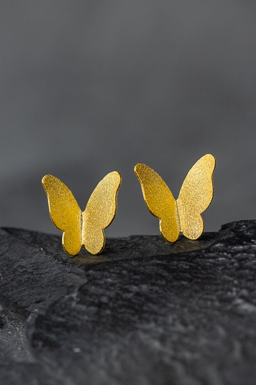 Mini Butterflies Stud Earrings - Minimalist 925 Sterling Gold Gilded…