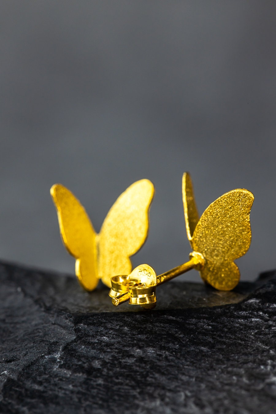 Mini Butterflies Stud Earrings - Minimalist 925 Sterling Gold Gilded…