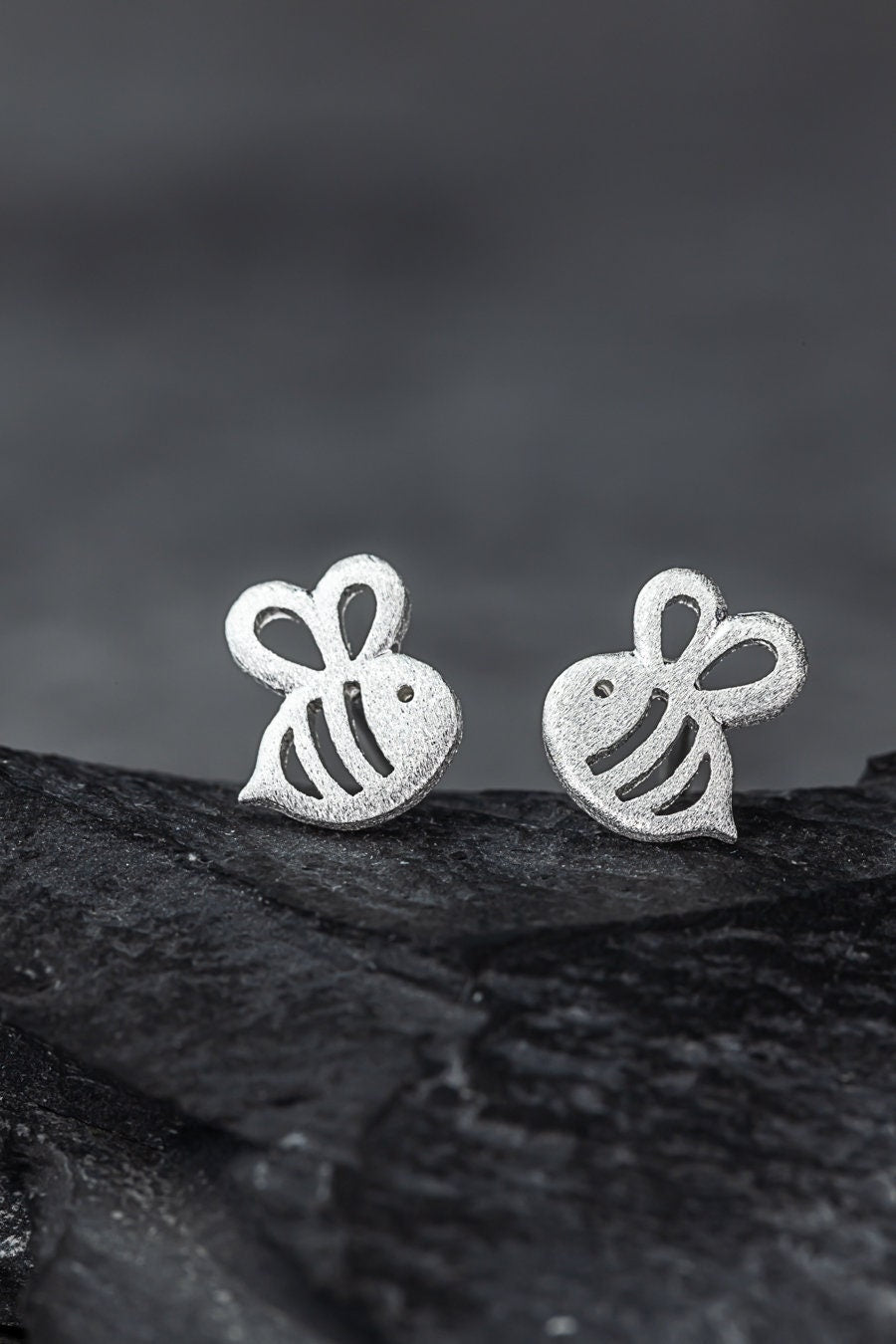 Bee Mini Stud Earrings - 925 Sterling Silver Earrings - Stamina…