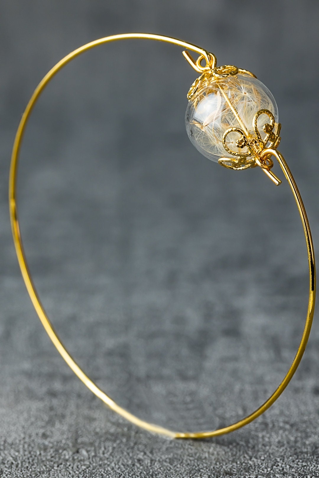 Dandelion Pust Floral Bangle - Gold Gold Plated Terarrium Jewelry…