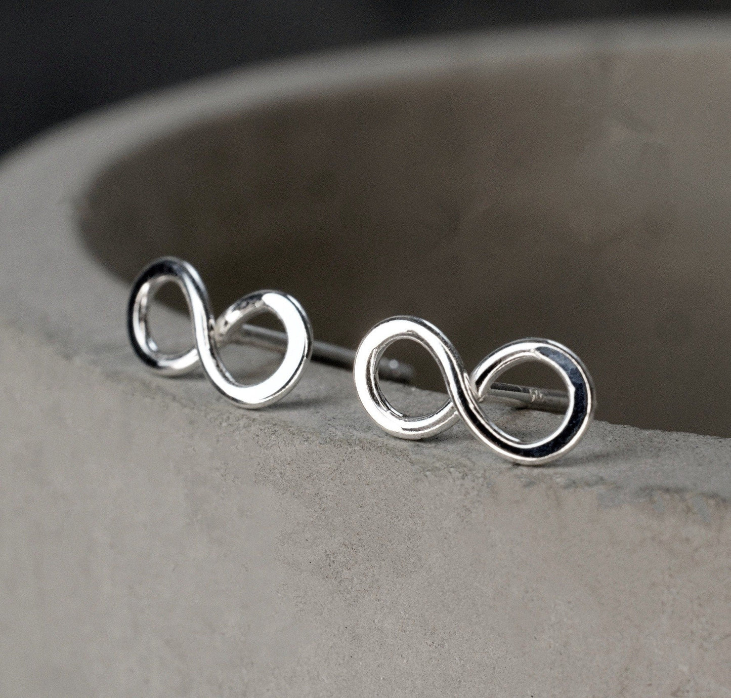 Infinity Mini Stud Earrings - 925 Sterling Silver Minimalist Jewelry…