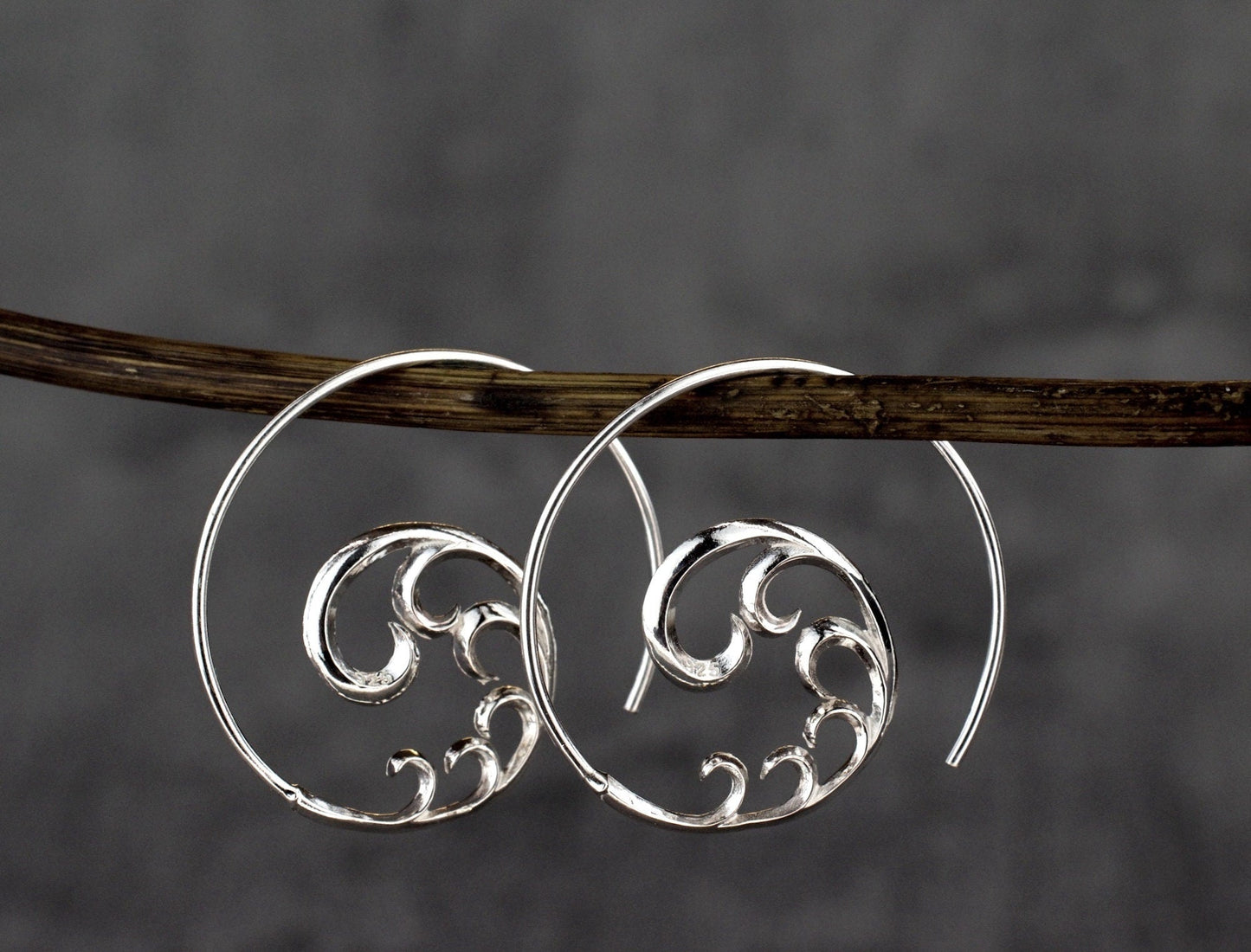 Ornament — 925 Sterling Silver Spiral Earrings — 24