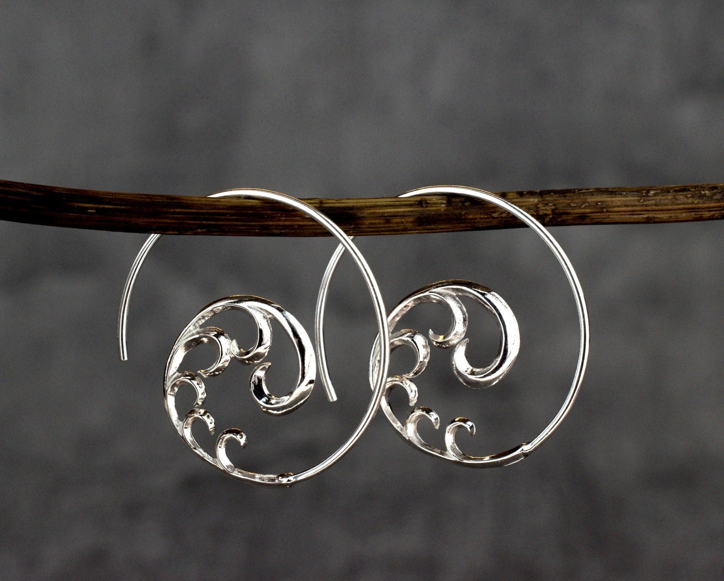 Ornament — 925 Sterling Silver Spiral Earrings — 24