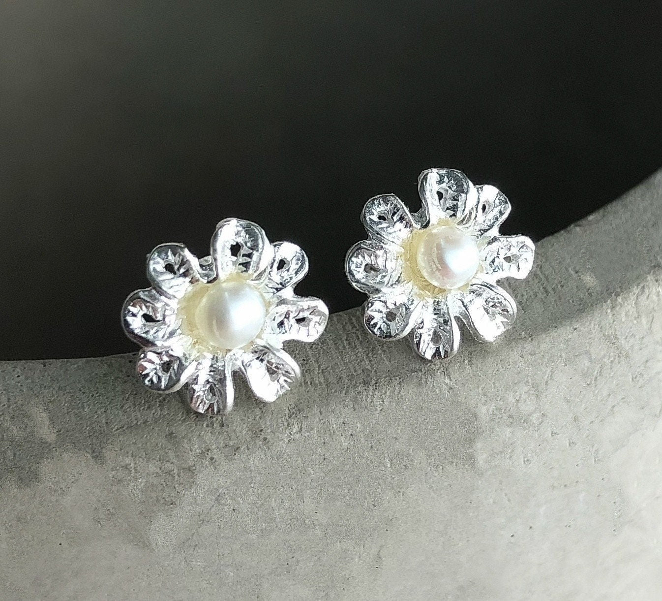 Bridal jewelry beads flowers earrings 925 sterling silver — 76