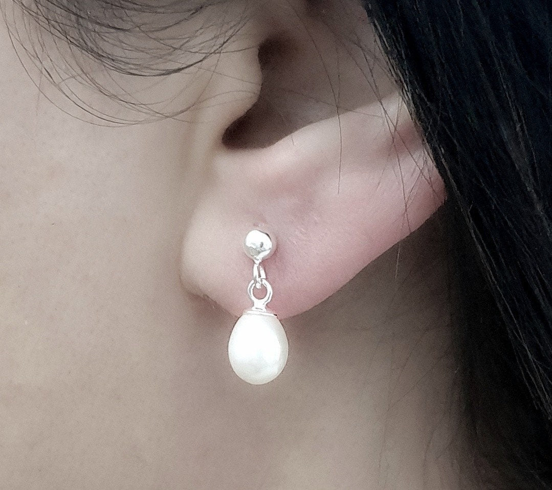 Classic Beads Earrings - 925 Sterling Silver Luxurious Pearl…