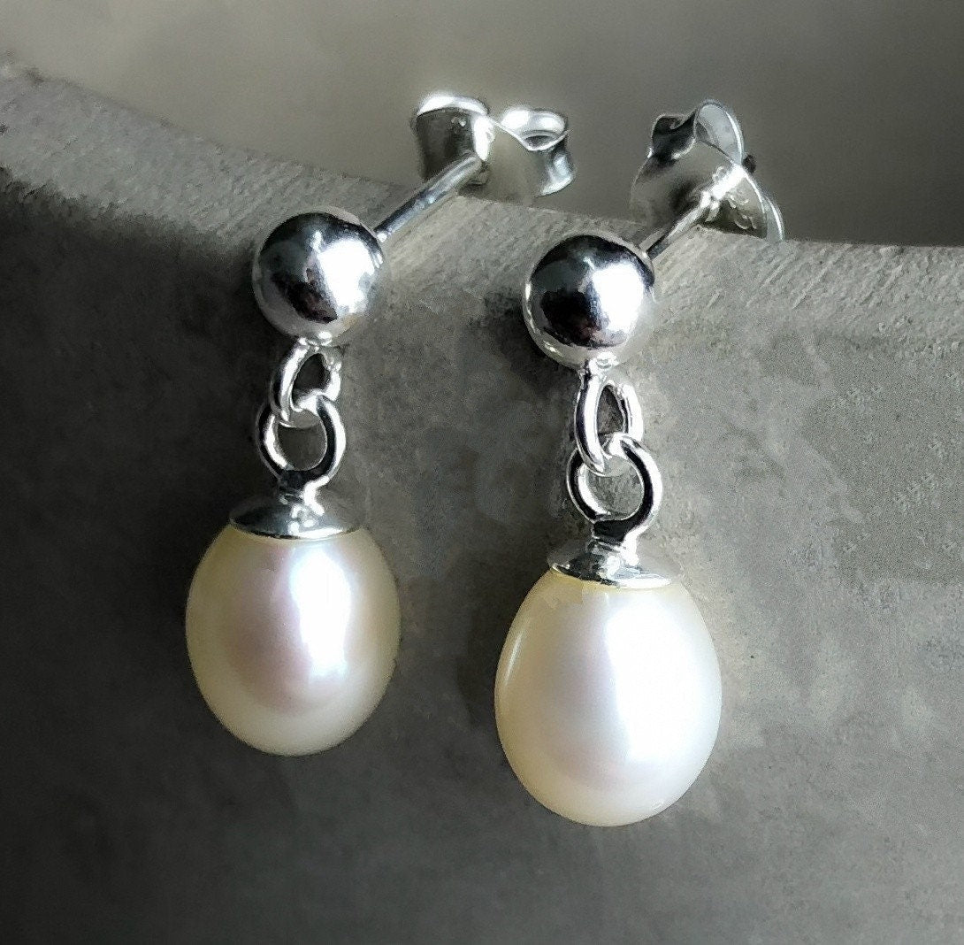 Classic Beads Earrings - 925 Sterling Silver Luxurious Pearl…