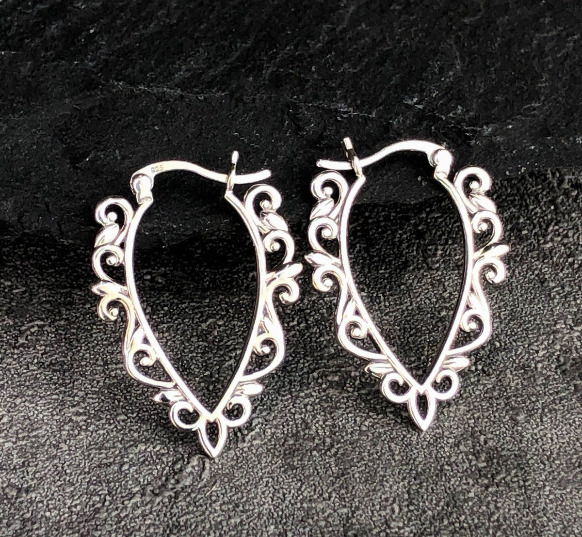 Aura Ornament Earrings - 925 Sterling Silver Oriental Fairytale Dangle Earrings - OHR925-62