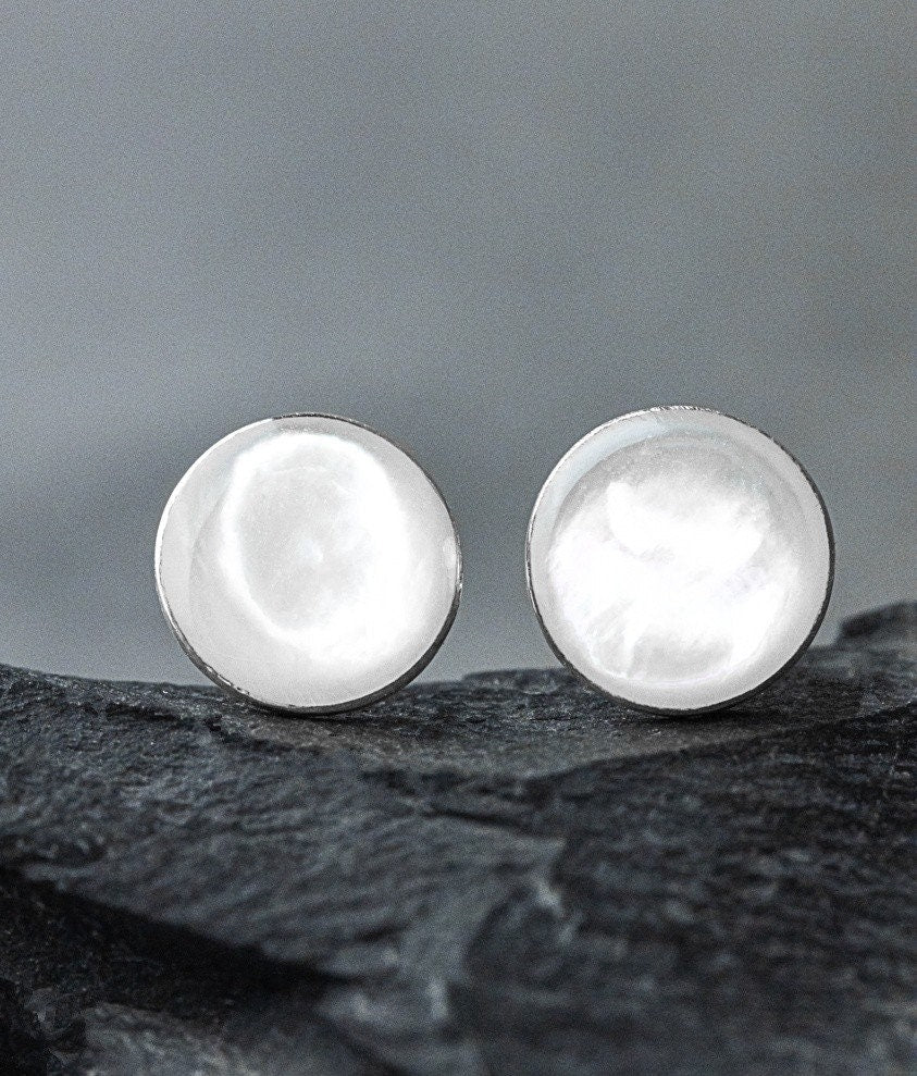 Pearl Mini Stud Earrings - 925 Sterling Silver Minimalist Earrings — 128