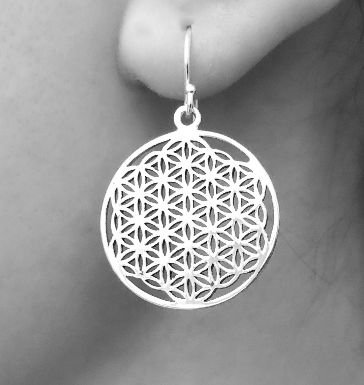 Floral Earrings 925 Sterling Silver Flower of Life Romantic Earrings…