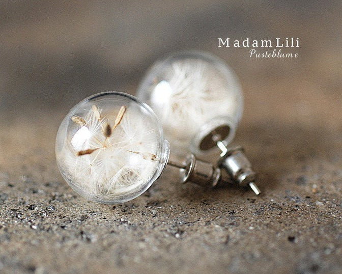 Elegant Dandelion Studs - Terrarium Botanical Nature Jewelry — 40