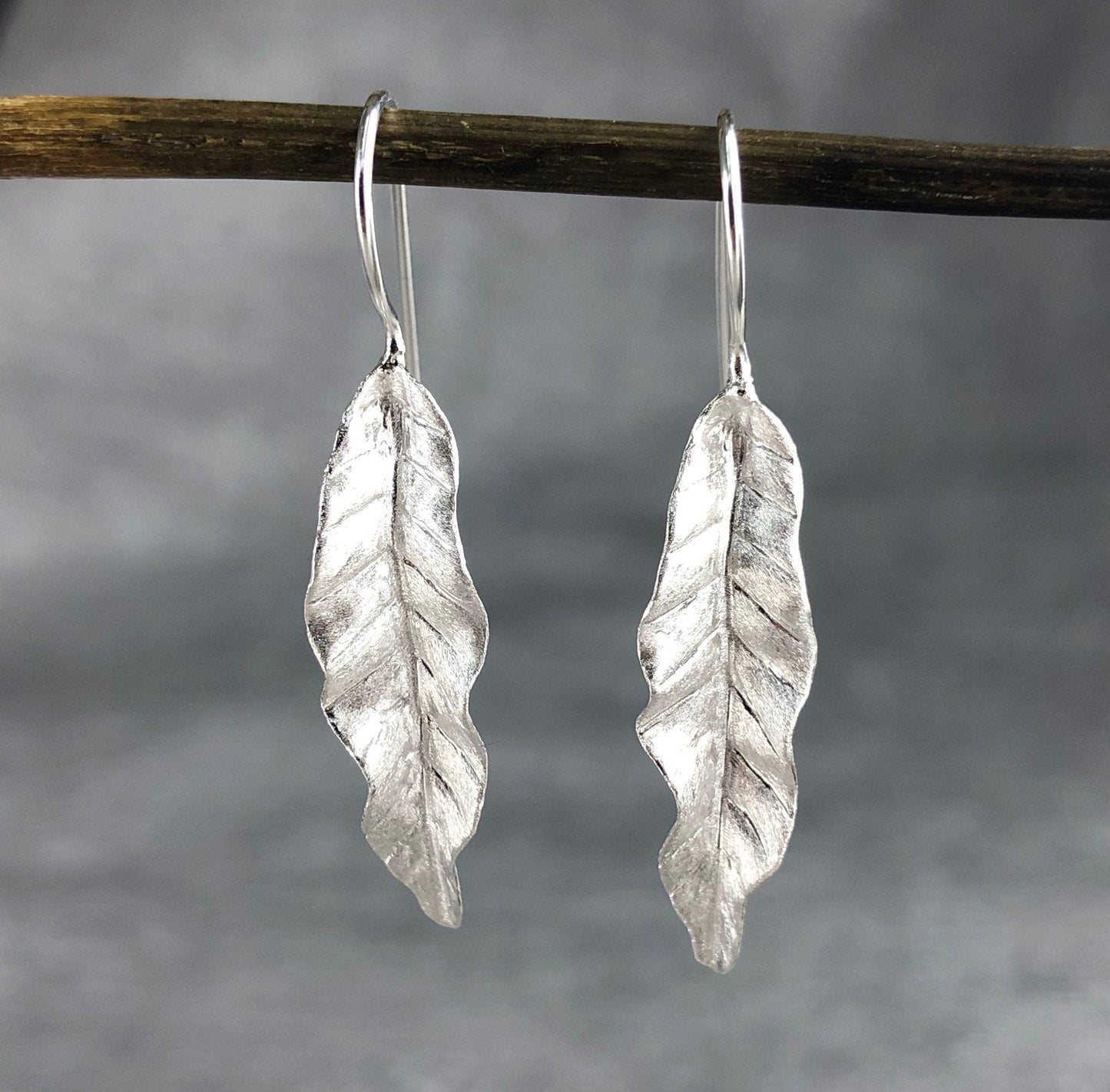Long Leaves Earrings - 925 Sterling Silver Earrings - Elegant Nature…