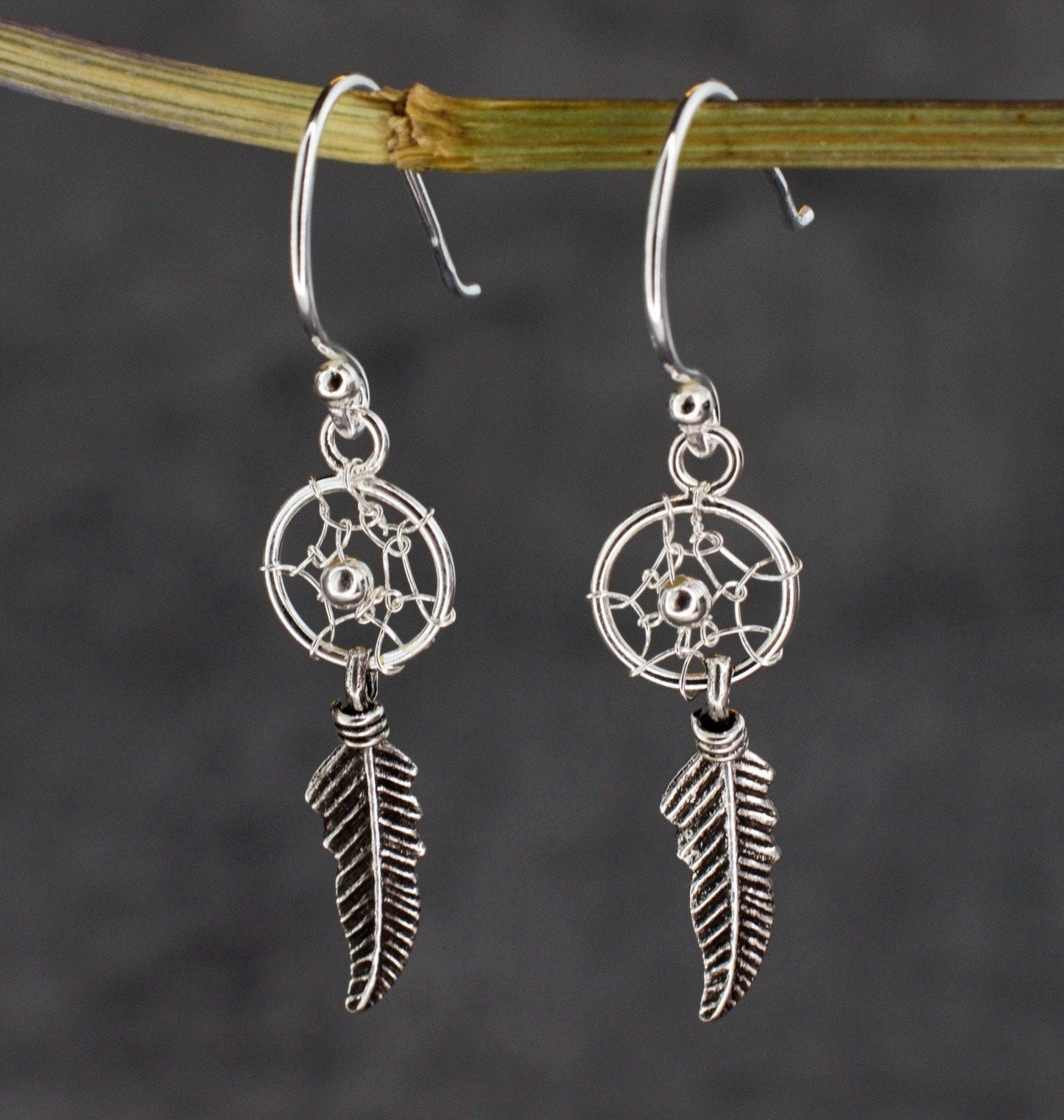 Dream Catcher Earrings - 925 Sterling Silver Tribal Boho Shaman…