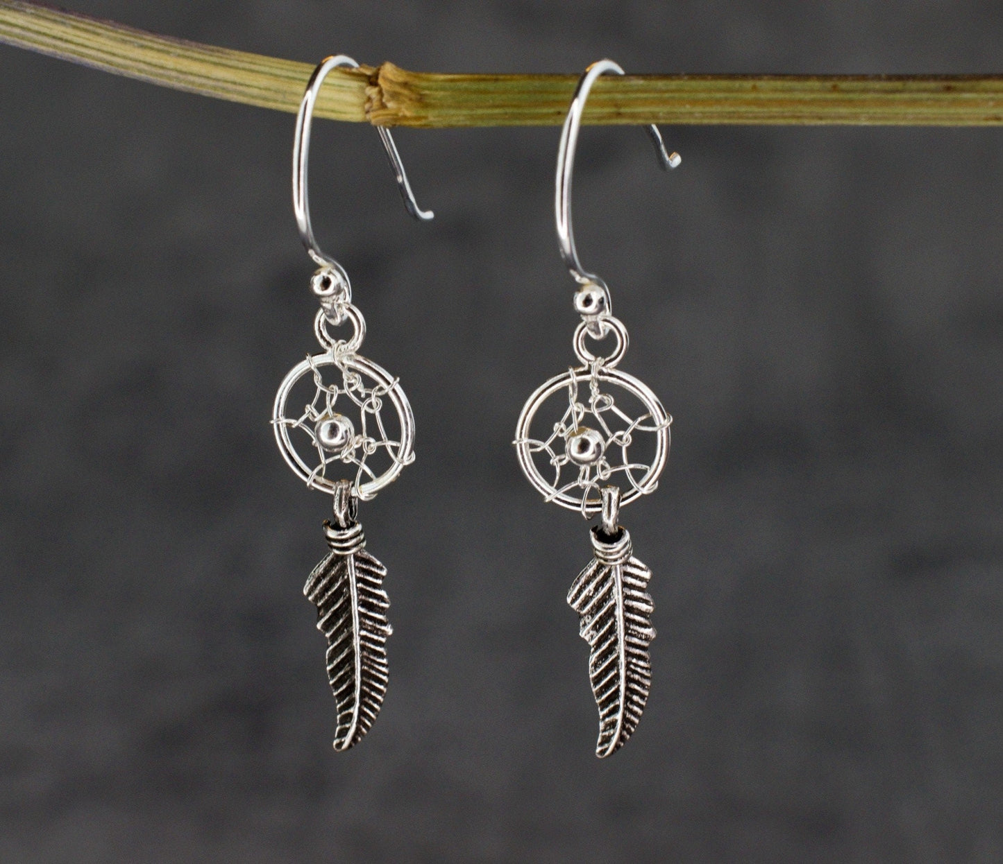 Dream Catcher Earrings - 925 Sterling Silver Tribal Boho Shaman…