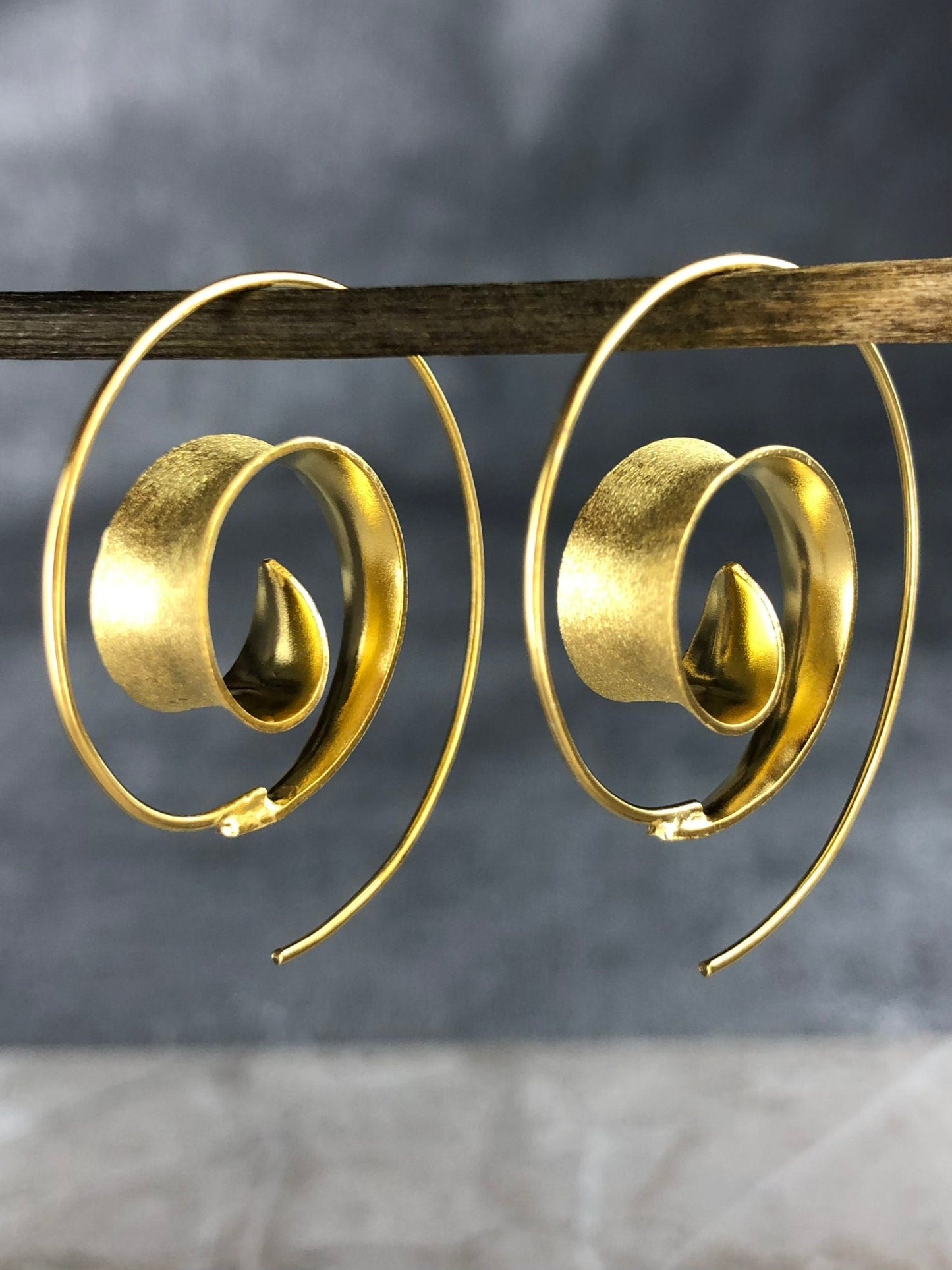 Gold Spiral Earrings - 925 Sterling Gold Gold Plated Creole…
