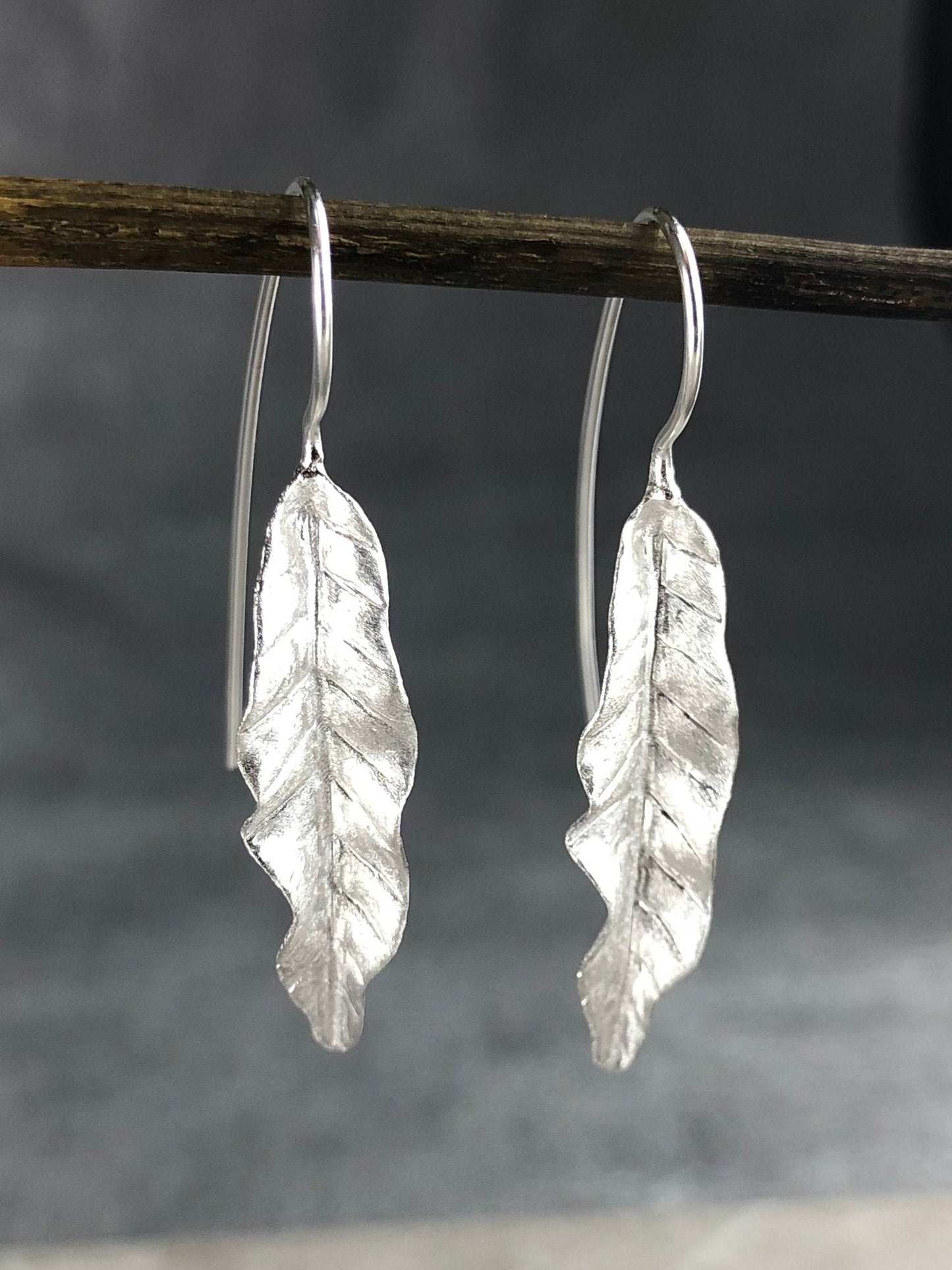 Long Leaves Earrings - 925 Sterling Silver Earrings - Elegant Nature…
