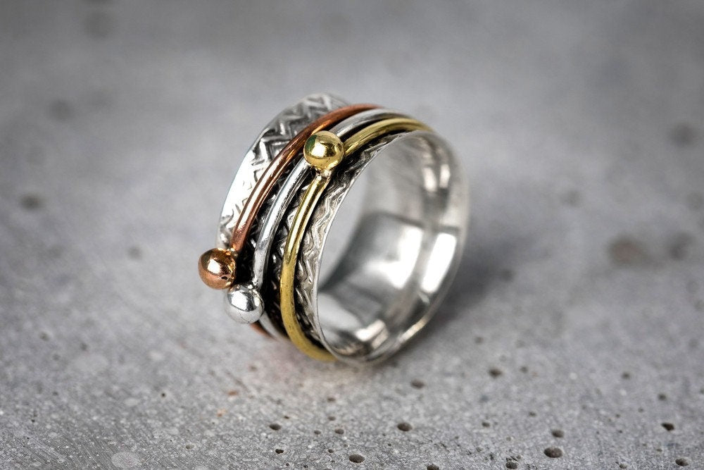 Meditation Ring Sweeping - 925 Sterling Silver Bandring - Soothing Ring