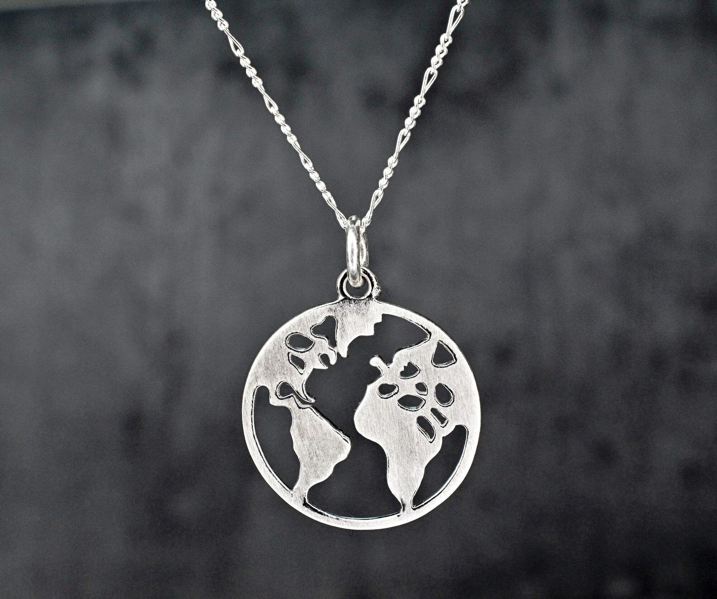 World Map Silhouette Pendant - 925 Sterling Silver Globetrotter…