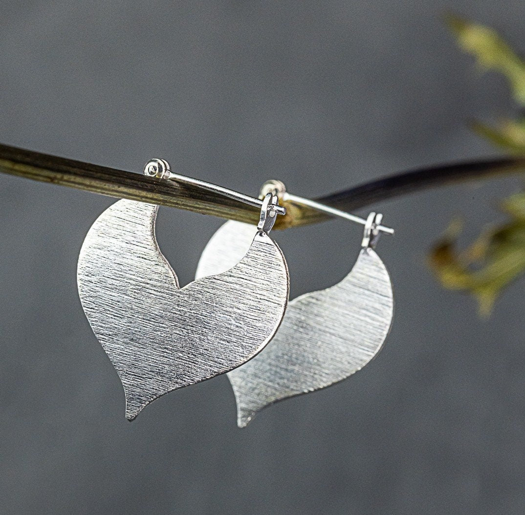 Minimalist Drop Earrings - 925 Sterling Silver Brushed Sultan 1001…