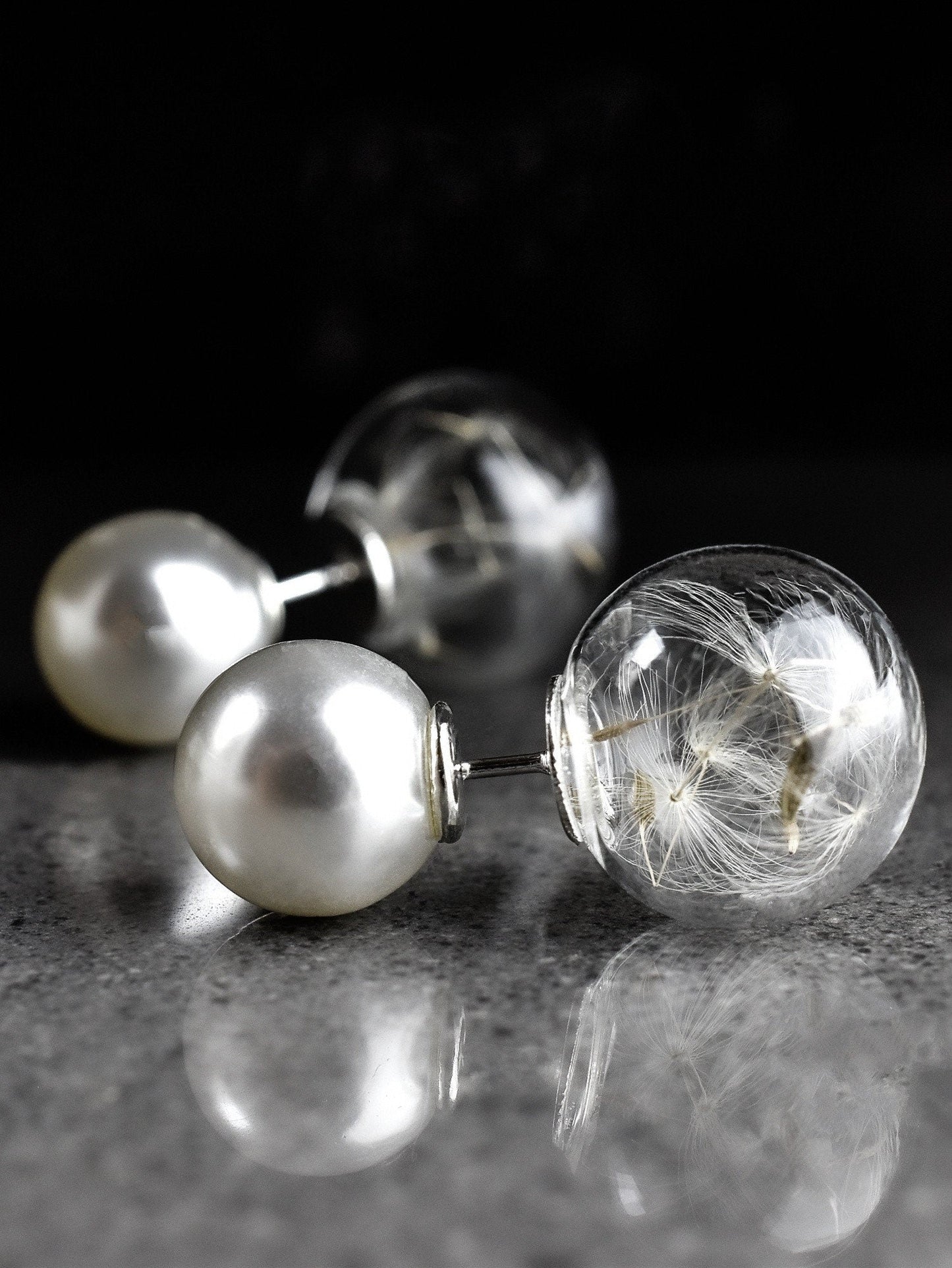 Double ear plug beads and puff flowers - elegant terrarium botanical…