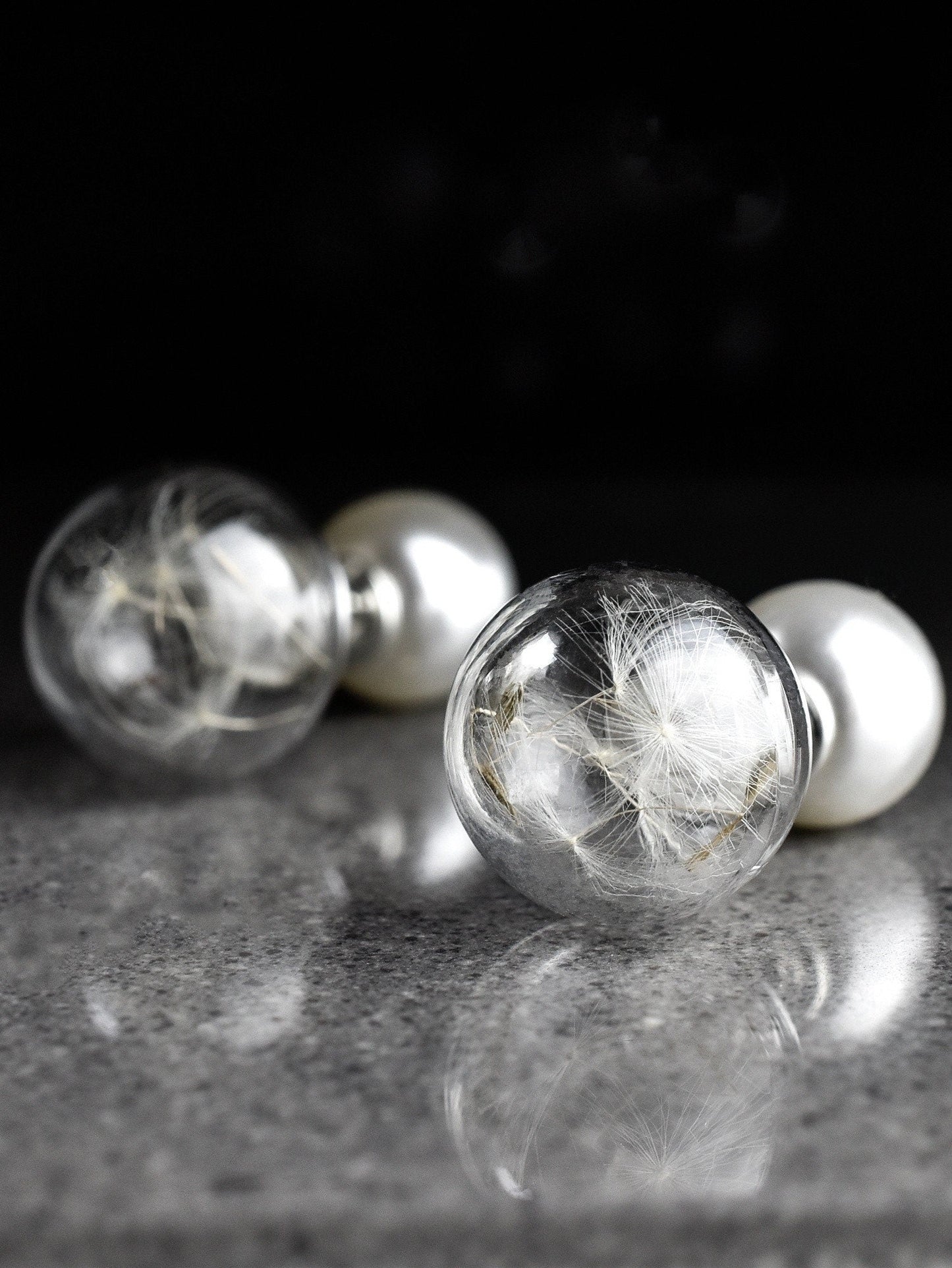 Double ear plug beads and puff flowers - elegant terrarium botanical…
