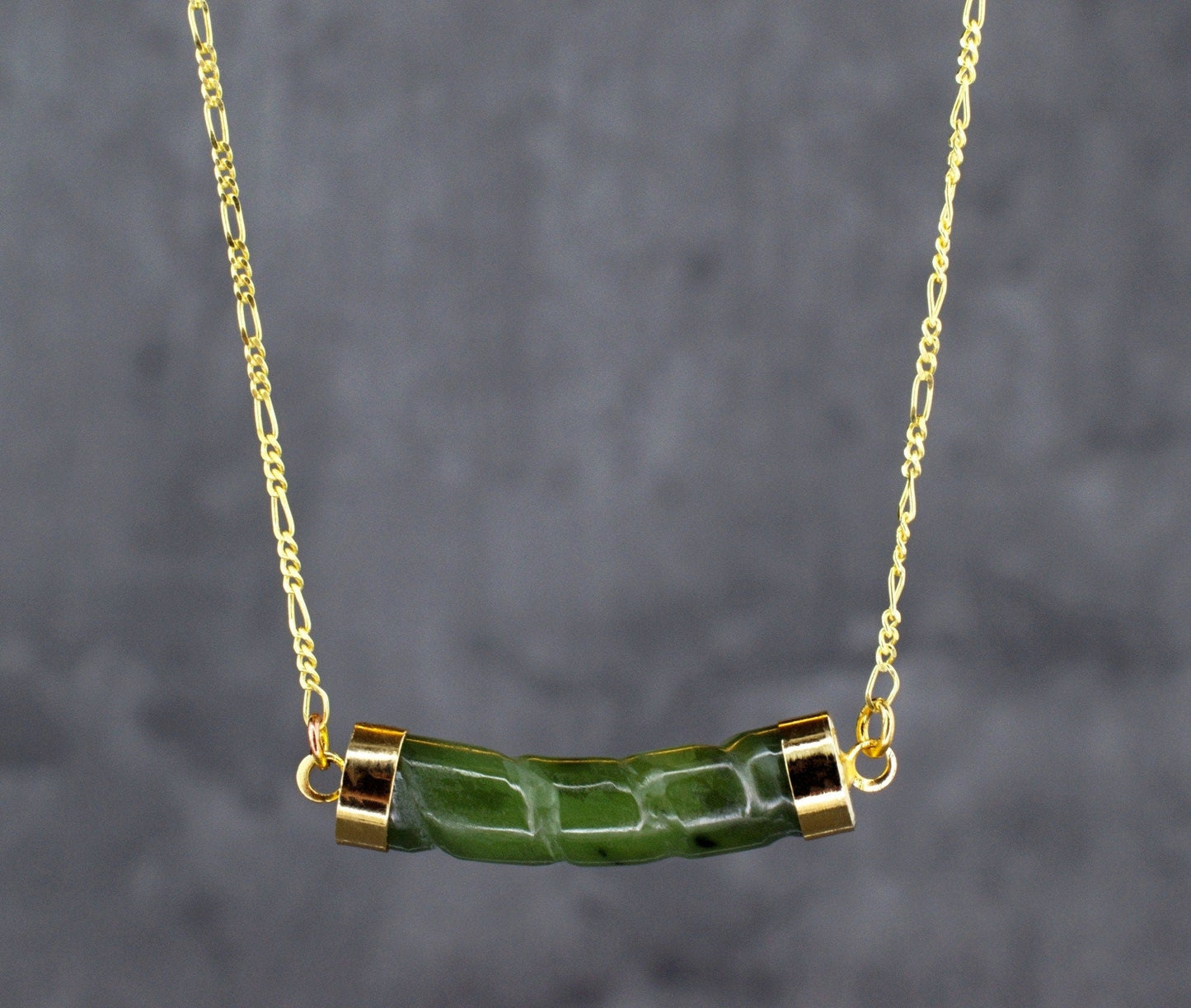 Jade Stab Gold Chain - 925 Sterling Gold Plated Crystal Green Gem…