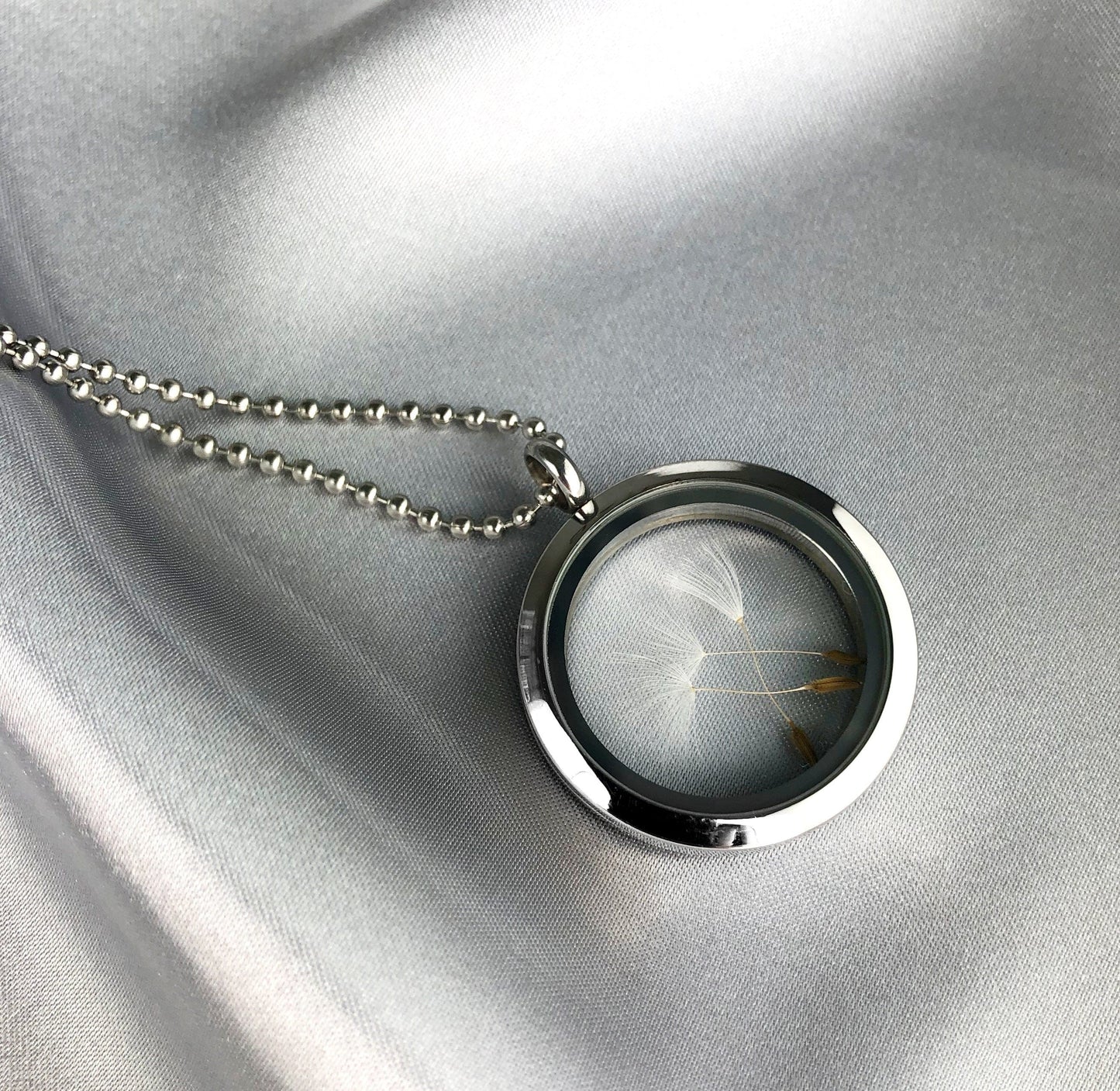 Real Dandelion Medallion Ball Chain