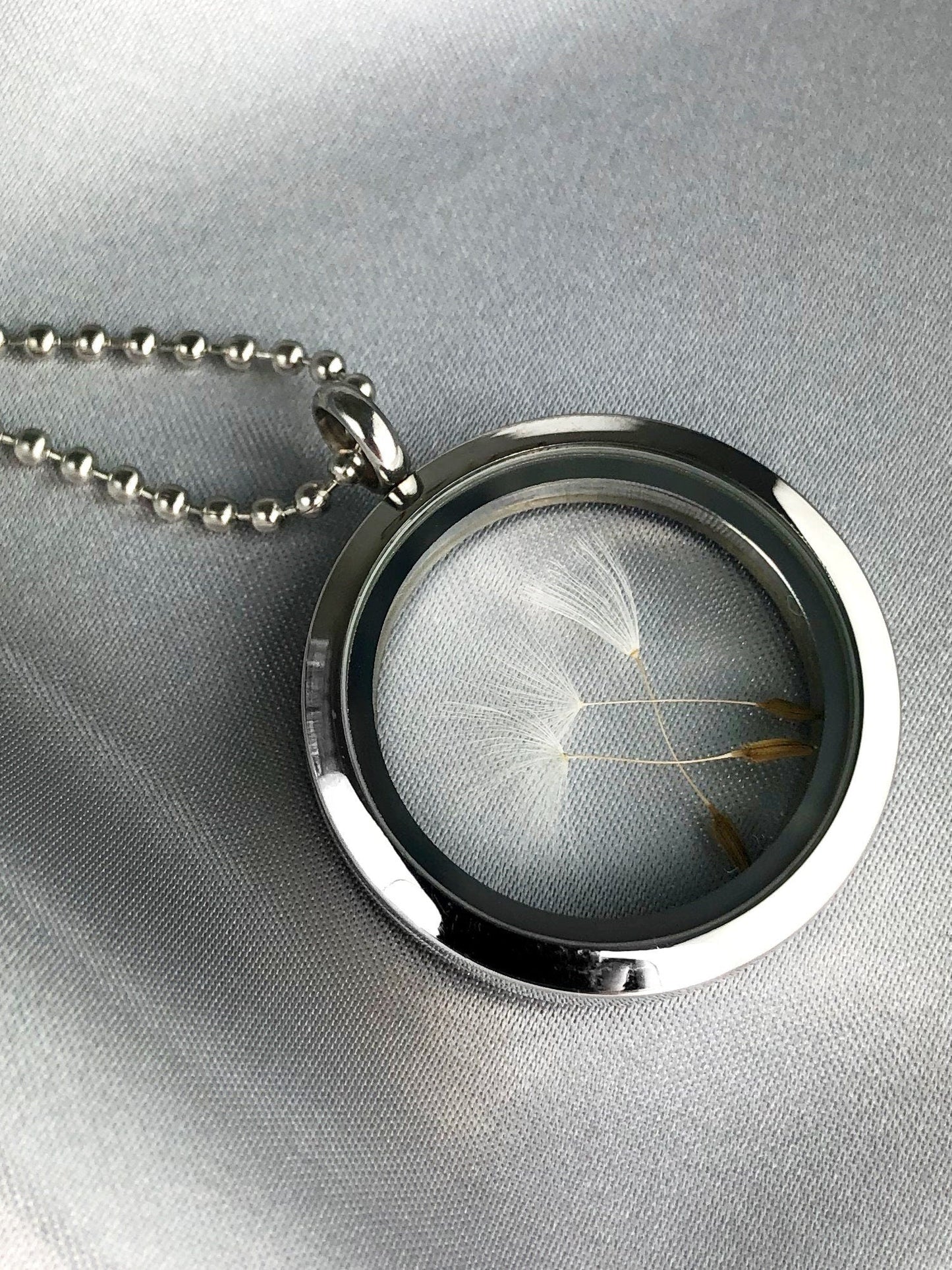 Real Dandelion Medallion Ball Chain