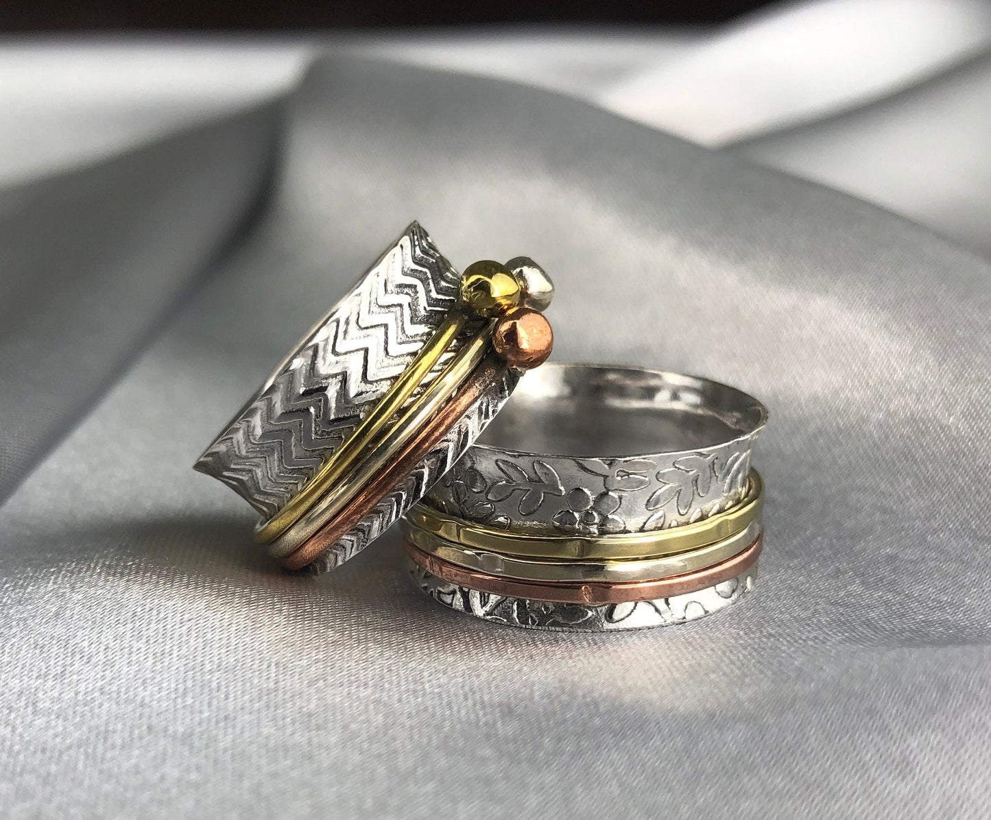Meditation Ring Sweeping - 925 Sterling Silver Bandring - Soothing Ring