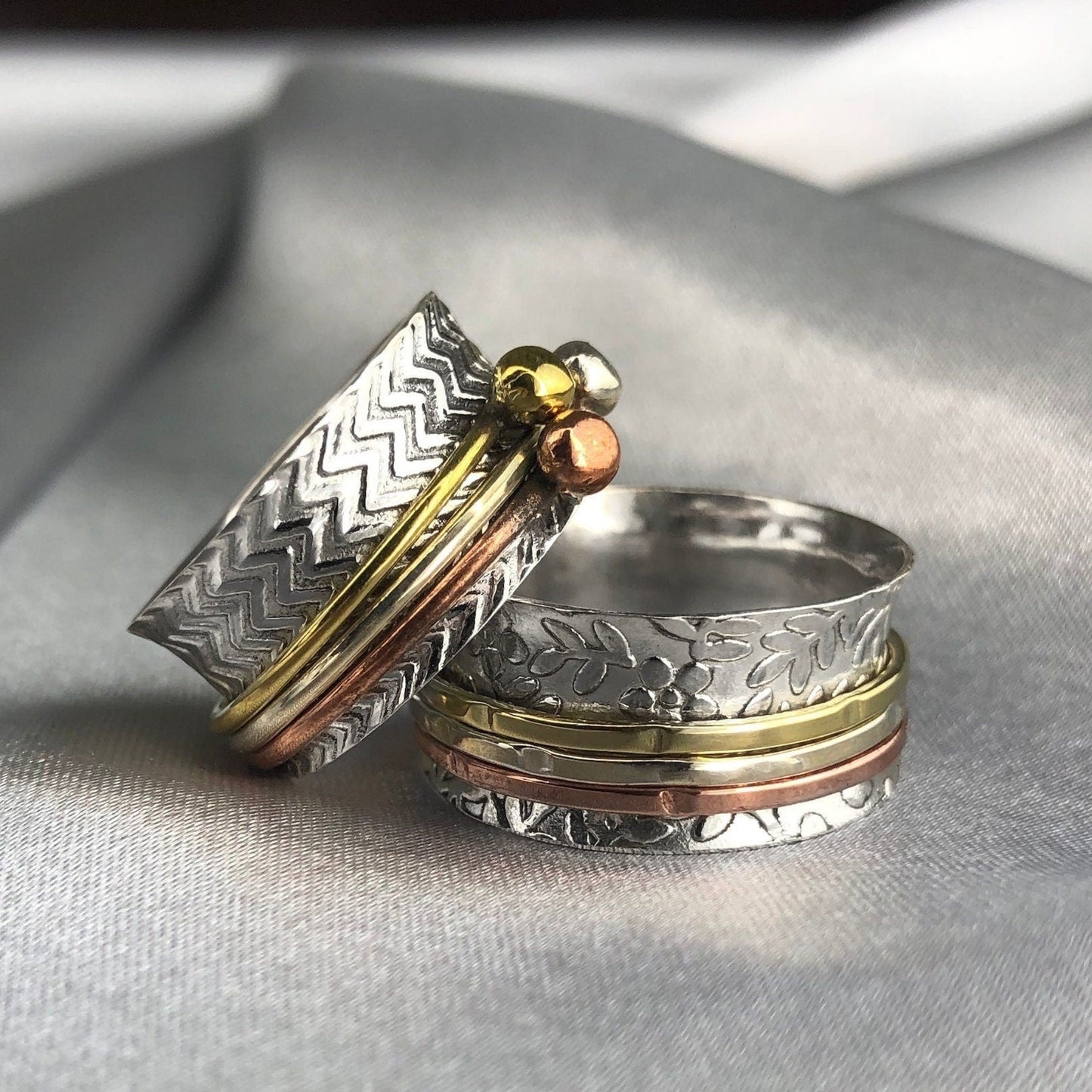 Meditation Ring Sweeping - 925 Sterling Silver Bandring - Soothing Ring