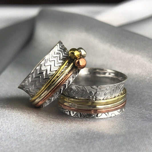 Meditation Ring Sweeping - 925 Sterling Silver Bandring - Soothing Ring