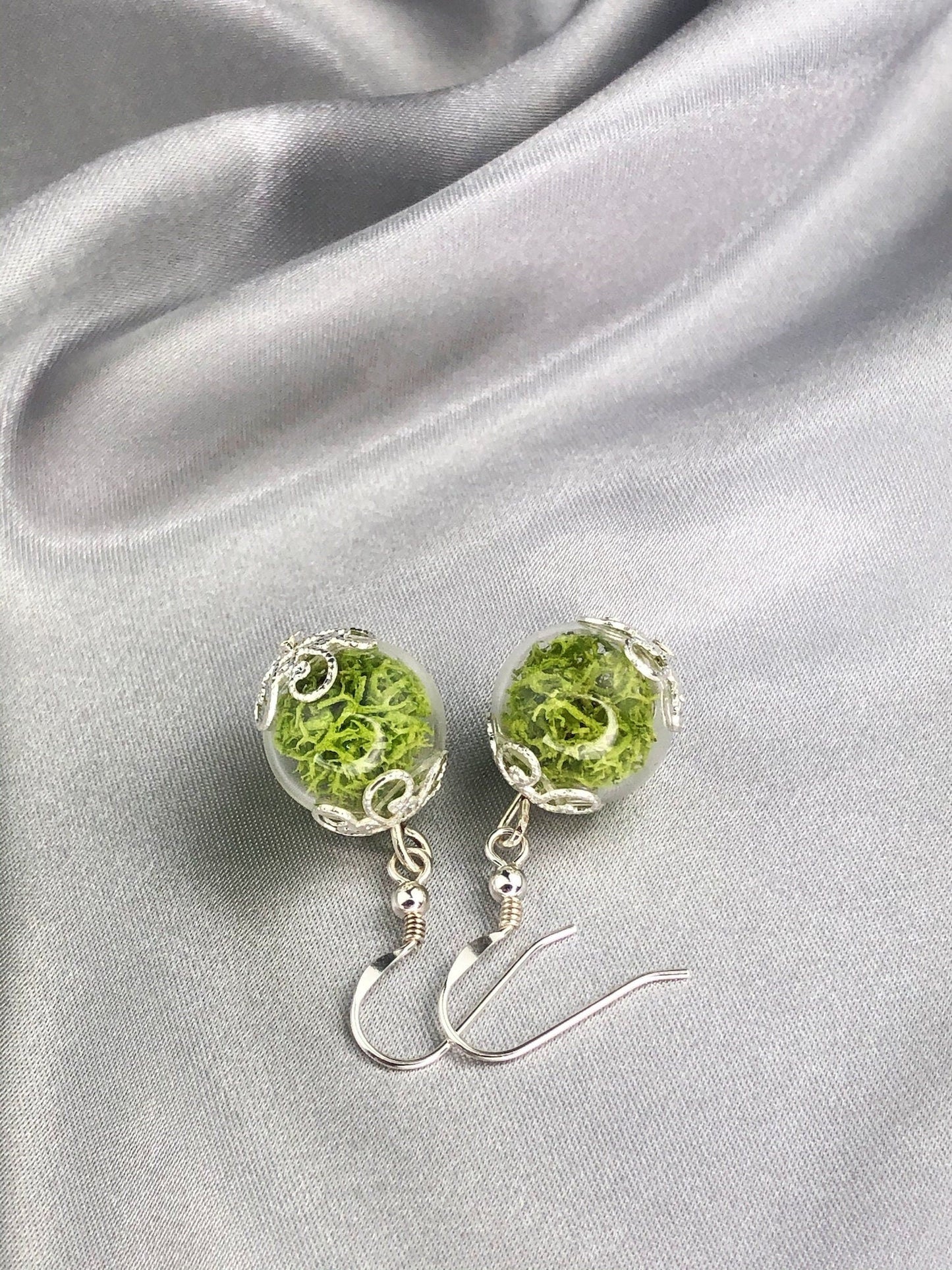 Real Moos Earrings - 925 Sterling Silver Jewelry - Botanical…