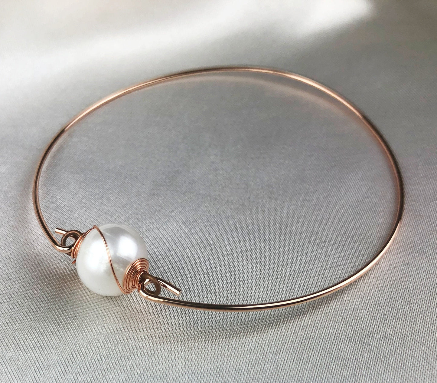 Freshwater Pearl Bangle - Rosegold Gold Plated Real Pearl Bridal…
