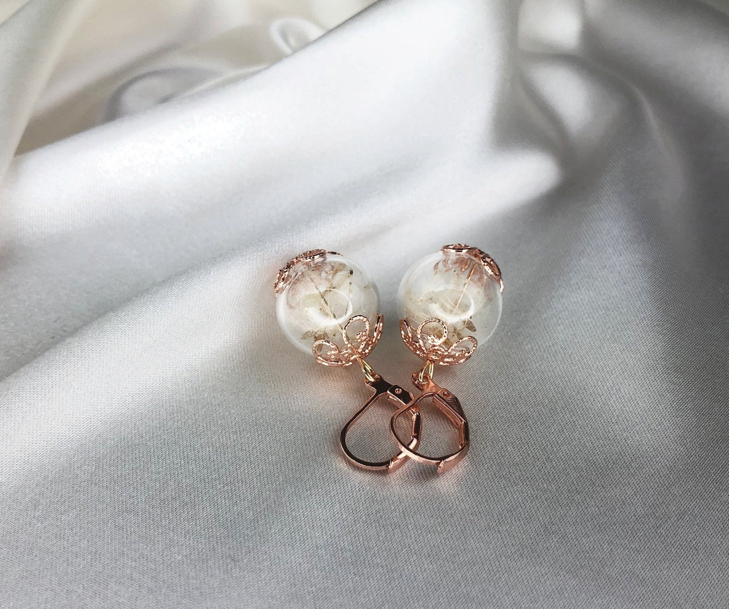 Rosegold Gold Plated Real Dandelion Earrings - Nature Jewelry — 68