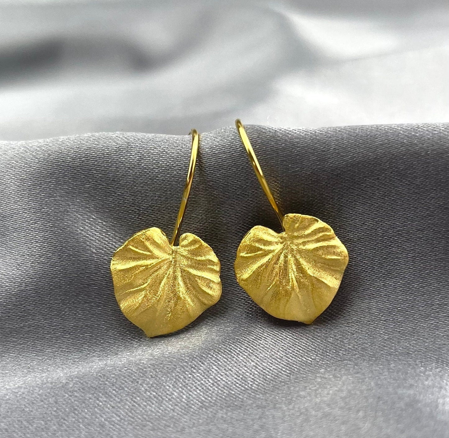 Tropical Earrings 925 Sterling Gold Gilded Monstera Leaf Earrings — 23
