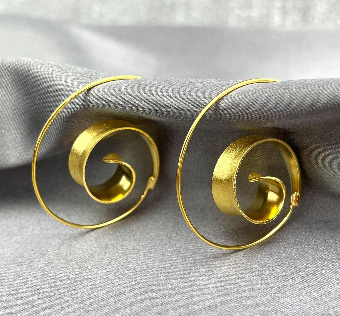 Gold Spiral Earrings - 925 Sterling Gold Gold Plated Creole…