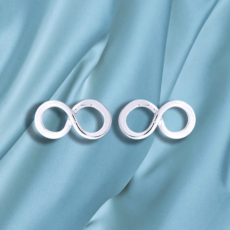 Infinity Mini Stud Earrings - 925 Sterling Silver Minimalist Jewelry…
