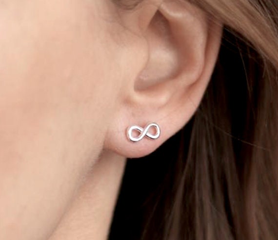 Infinity Mini Stud Earrings - 925 Sterling Silver Minimalist Jewelry…