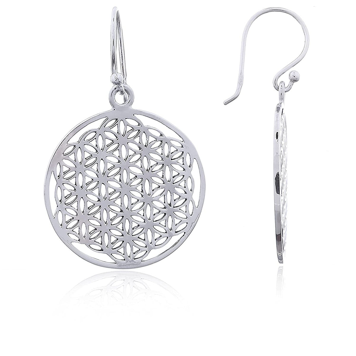 Flower of Life Earrings - 925 Sterling Silver - OHR925-114